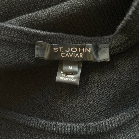 St. John Caviar  |  Black Knit Sleeveless Sweater - Picture 5 of 10